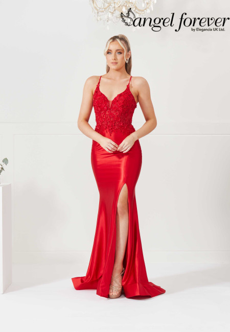 Angel Forever Red Satin Prom Dress / Evening Dress